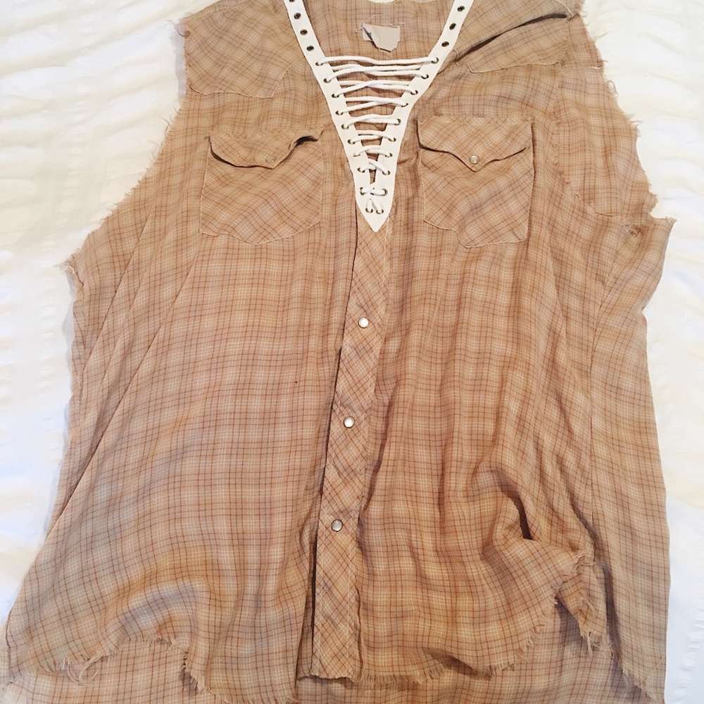 LF Plaid Lace-up Dress (Size XS)